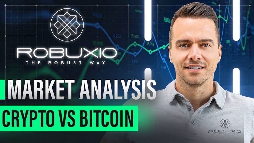 Pavel Kýček on a Robuxio market analysis thumbnail: crypto vs Bitcoin