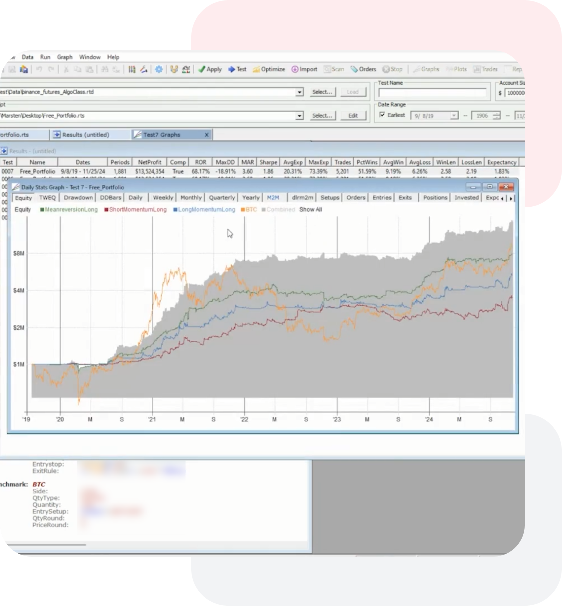 Realtest software interface